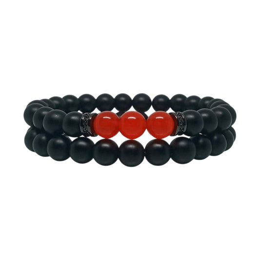 Pulsera Energética Hombre Piedras Naturales Cuarzo Rojo