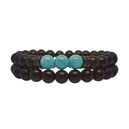 Pulsera Curativa Hombre Piedras Naturales Cuarzo Celeste