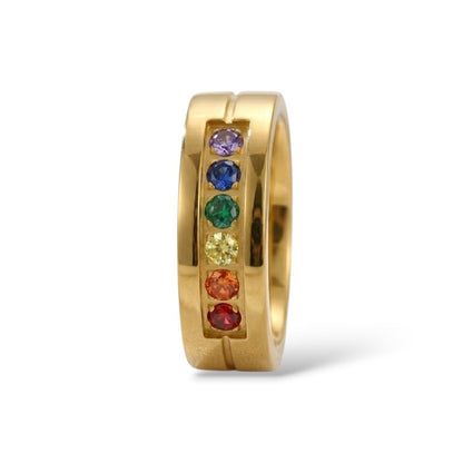 Anillo, Aro, Arcoiris Unisex Enchapado en Oro