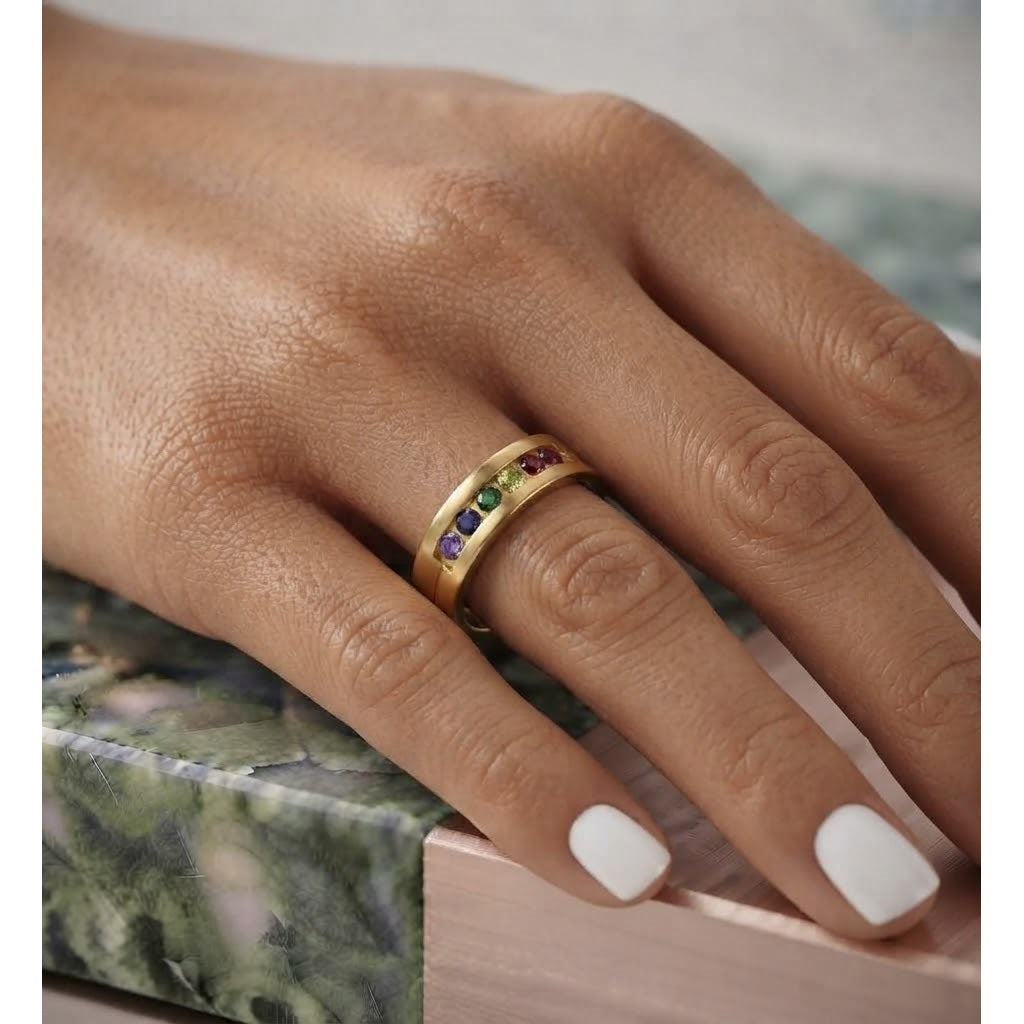 Anillo, Aro, Arcoiris Unisex Enchapado en Oro