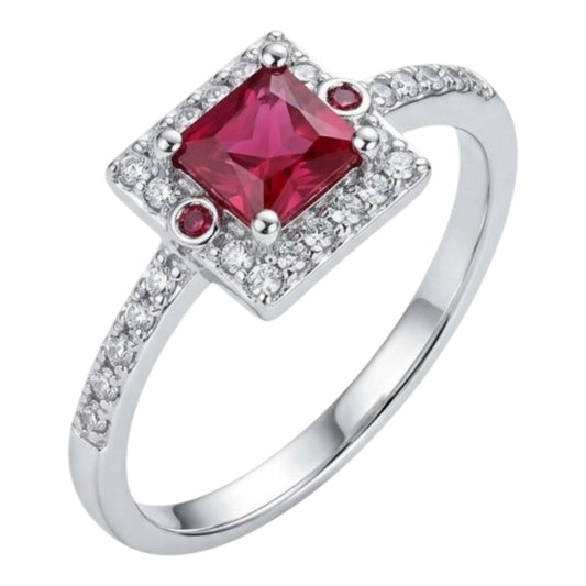 Anillo de Compromiso Mujer Pasión Circonio Rojo de Joyas Lucyana