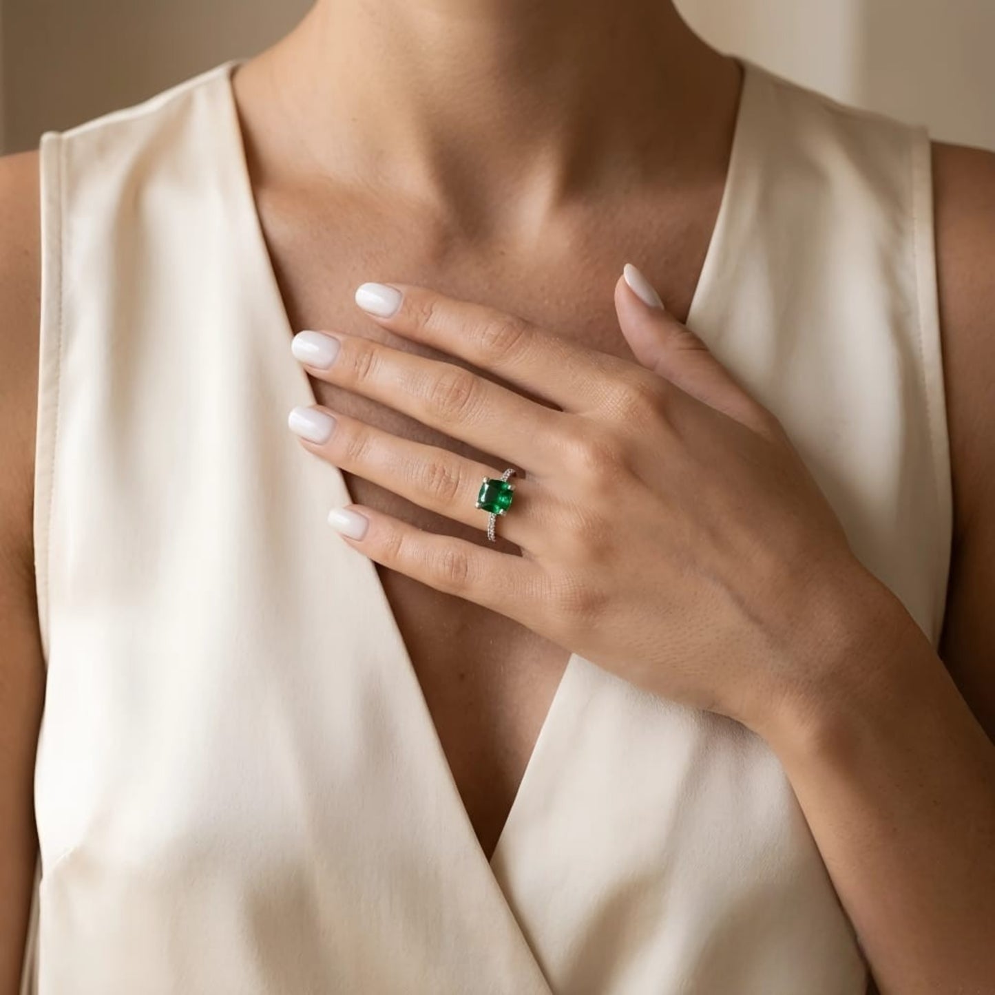 Anillo de Compromiso con  Circonio Verde