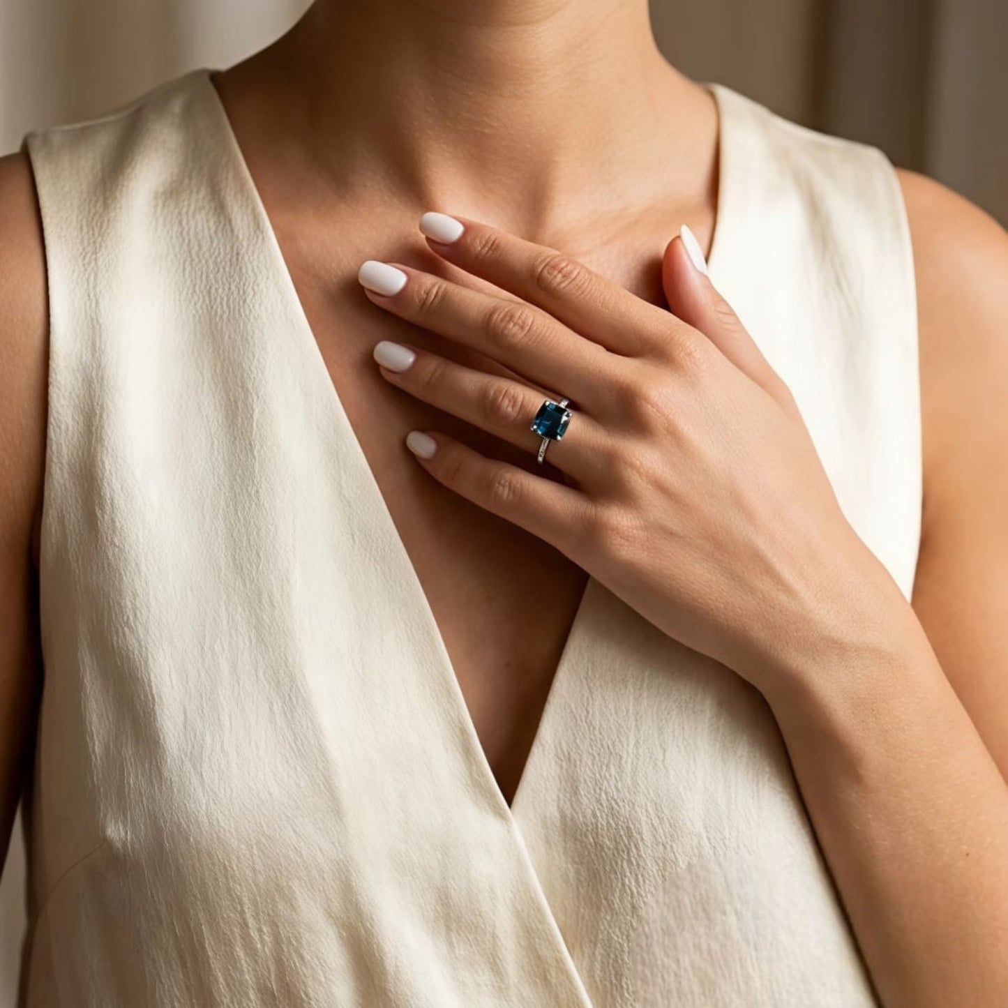 Anillo de Compromiso con Circonio Azul