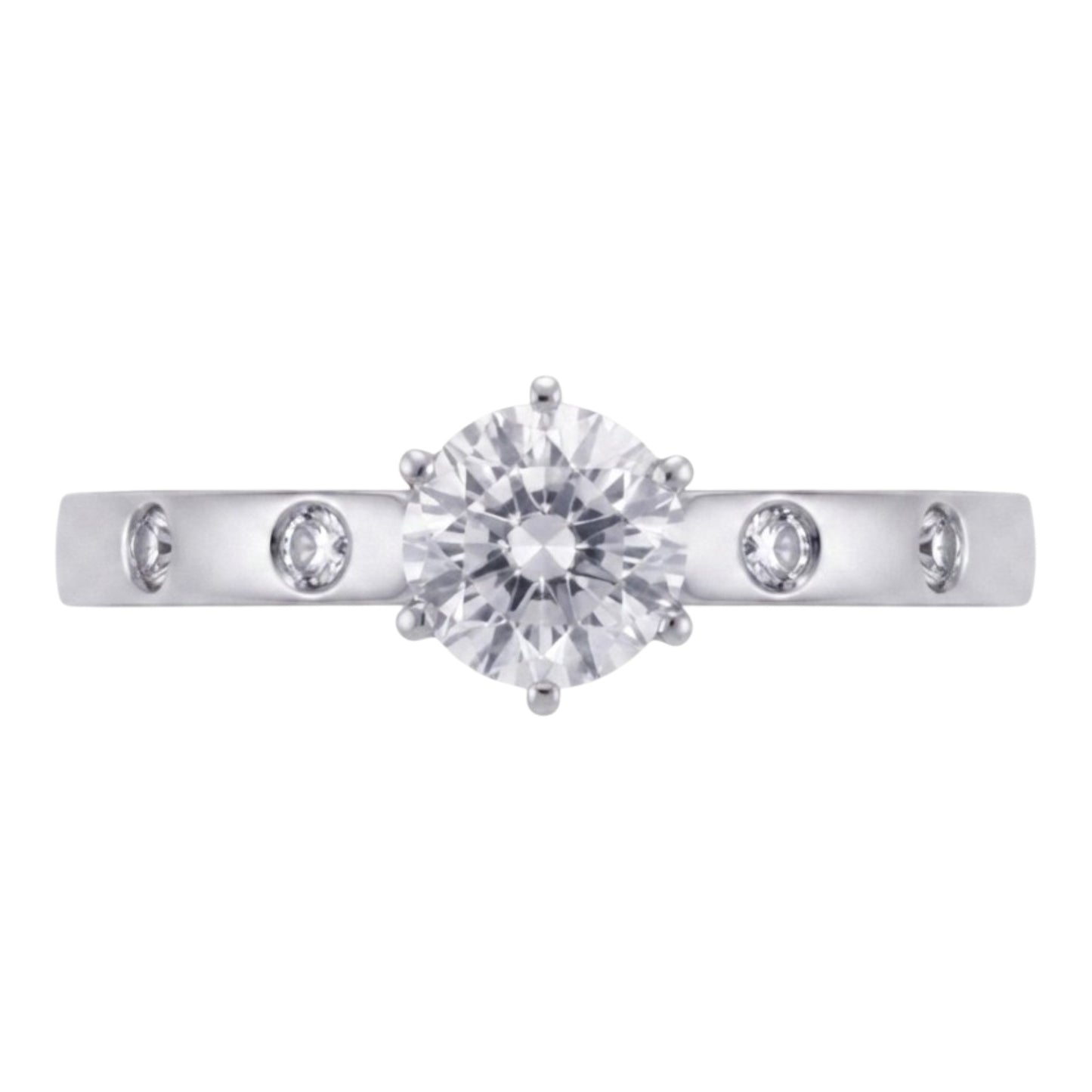 Anillo de Compromiso con Circonio Blanco y piedras laterales