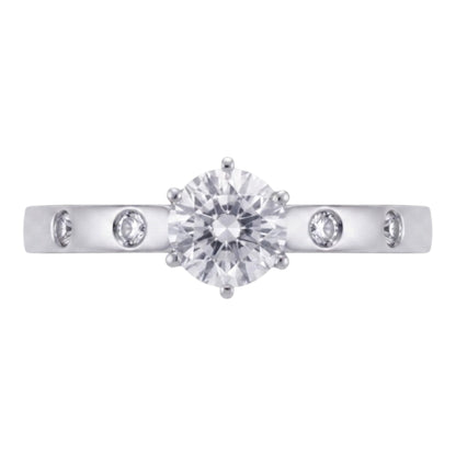 Anillo de Compromiso con Circonio Blanco y piedras laterales