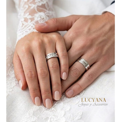 Aros para Matrimonio Alianzas Pareja Plateado