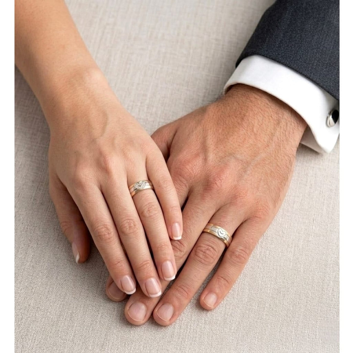 Juego de Aros Alianzas Matrimonio, Corazón Compartido