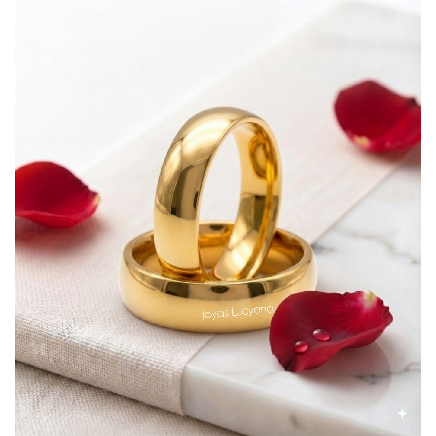 Aros de Matrimonio Pareja Dorado de Joyas Lucyana