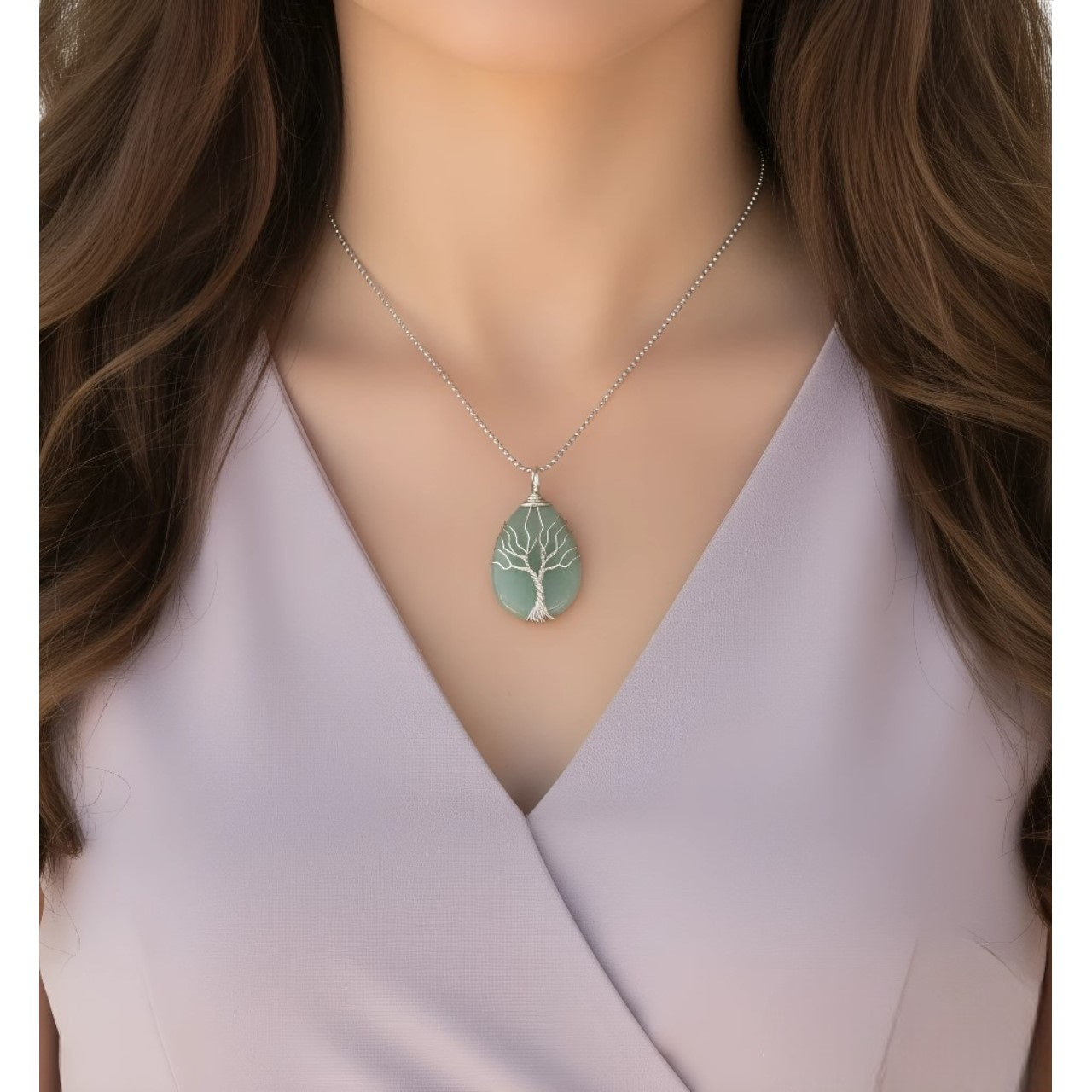 Collar Espiritual de Árbol de la Vida con Cuarzo Aventurina, "Piedra de la Oportunidad"