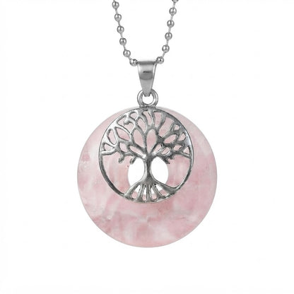 Collar Mujer Árbol de Vida con Cuarzo Rosa