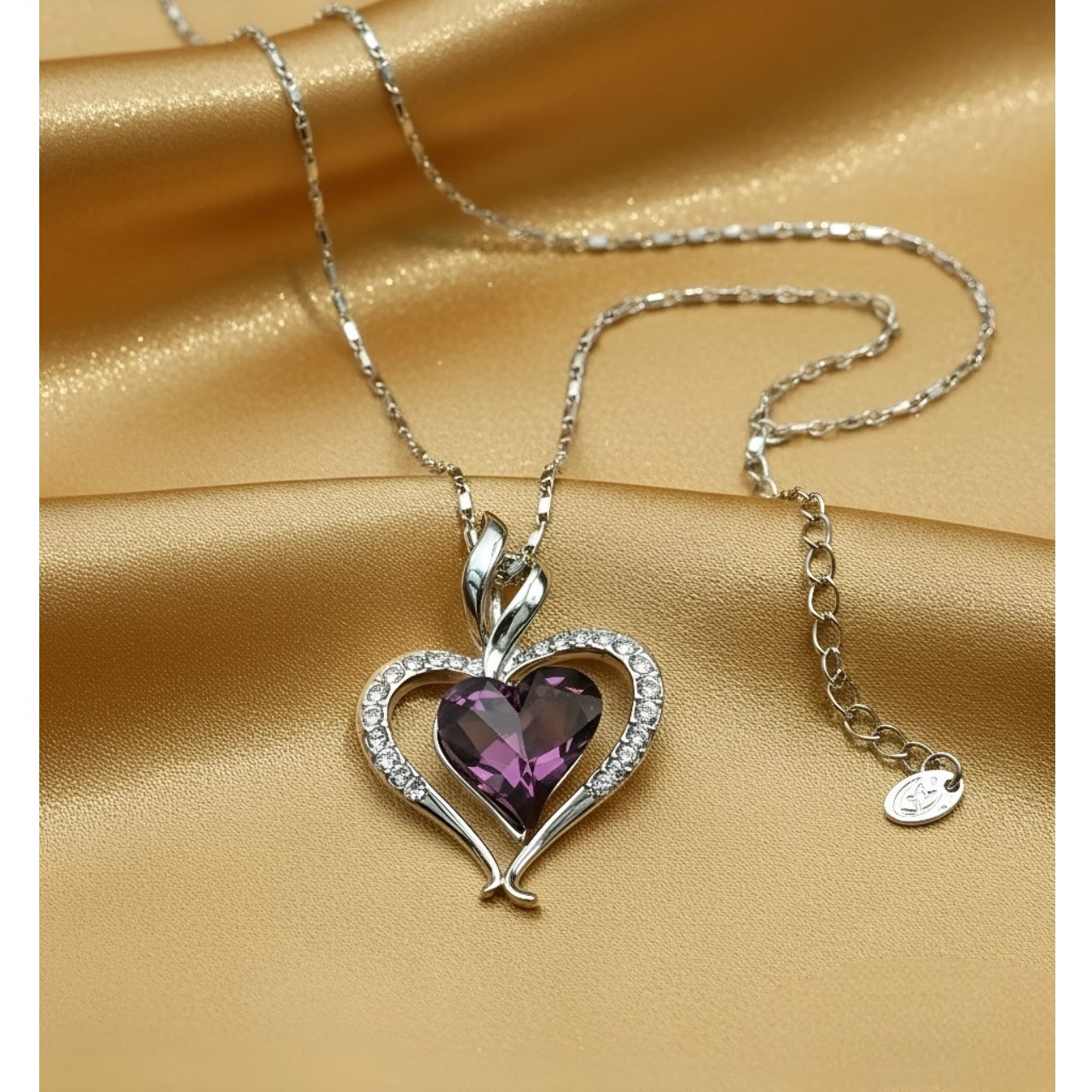 Collar Mujer Corazón Deslumbrante Púrpura de Joyas Lucyana