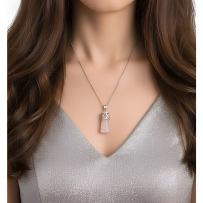 Collar Mujer Piedra Curativa Cuarzo Rosado