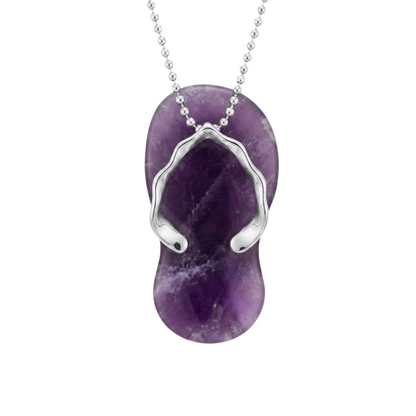 Collar para Mujer con dije de Sandalia en Cuarzo Amatista