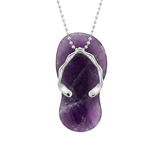 Collar para Mujer con dije de Sandalia en Cuarzo Amatista