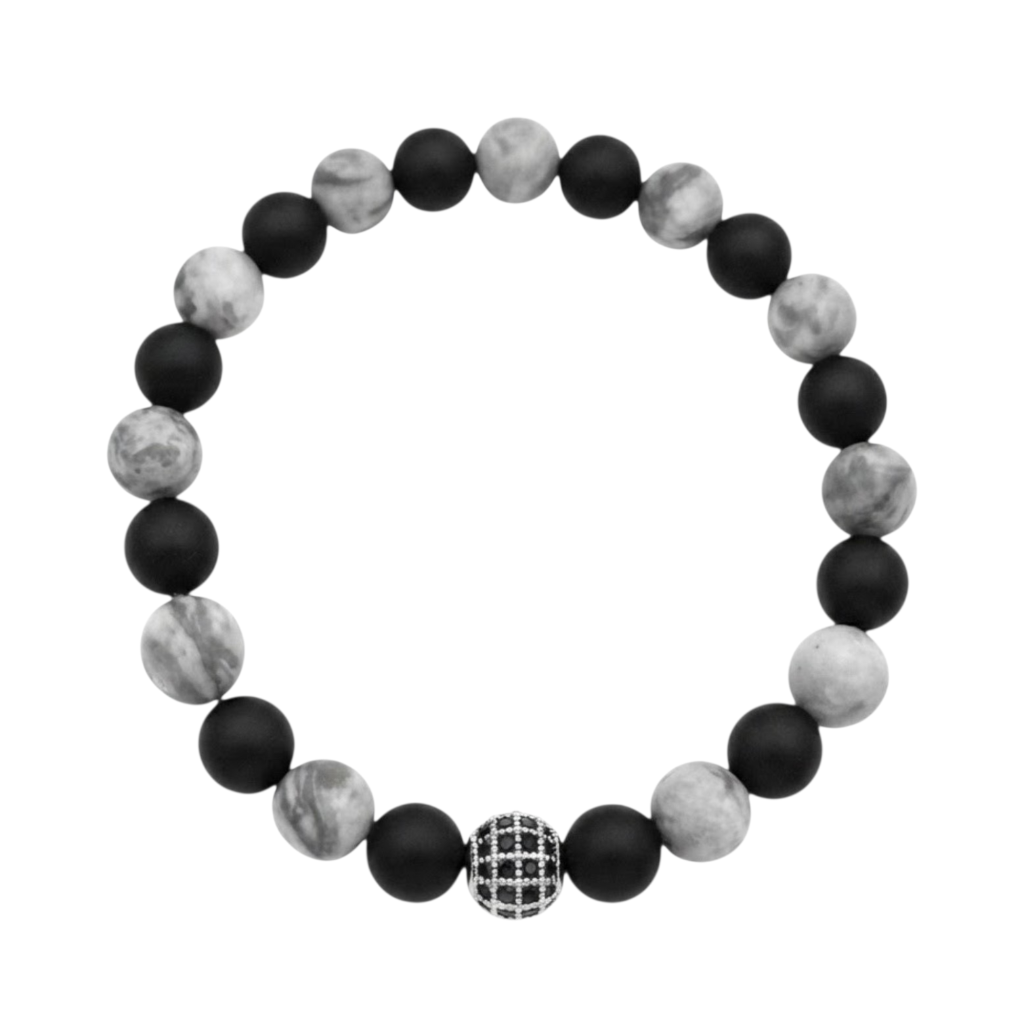 Pulsera para Hombre con dije de Cristal, Cuarzo Ónix y Picasso