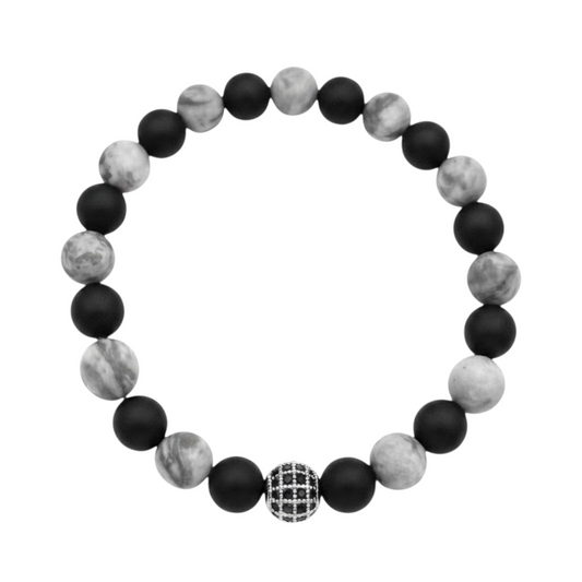 Pulsera para Hombre con dije de Cristal, Cuarzo Ónix y Picasso