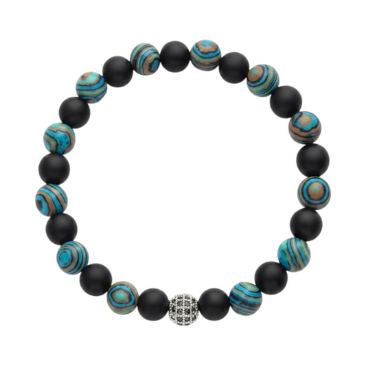 Pulsera para Hombre con dije de Cristal, Cuarzo Ónix y Malaquita