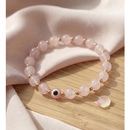 Pulsera Curativa Mujer Ojo Turco y Cuarzo Rosa