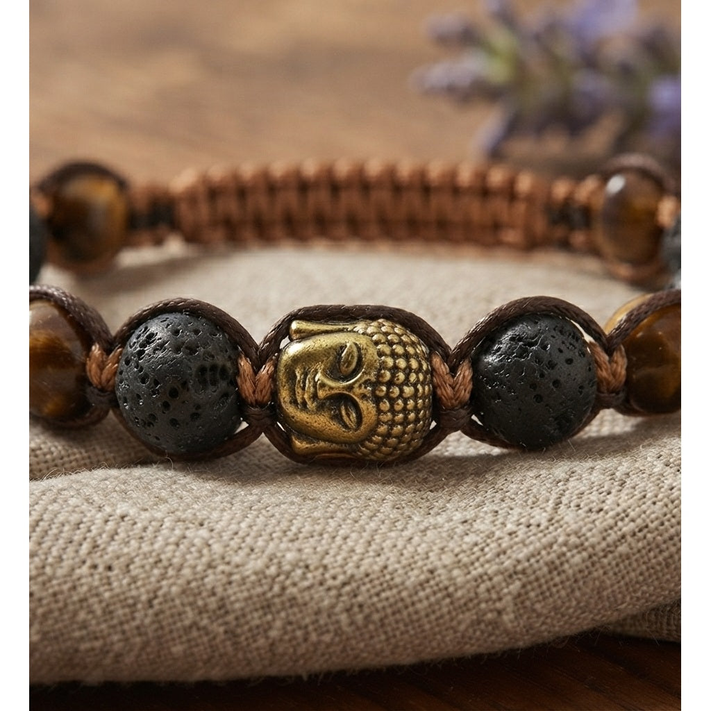 Pulsera Curativa Hombre Buda Piedras Naturales