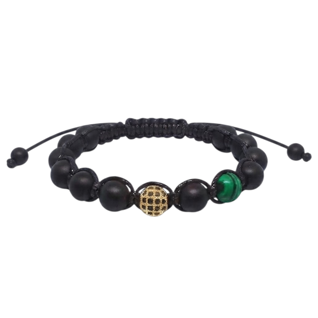 Pulsera para Hombre de Cristal con Cuarzo Ónix y Malaquita