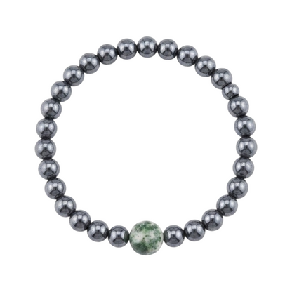 Pulsera para Hombre con Hematita y piedra Green Spot