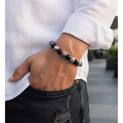 Pulsera para Hombre con dije de Cristal, Cuarzo Ónix y Picasso