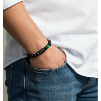 Pulsera Hombre Zodiaco Aries Cuarzo Ágata y Malaquita