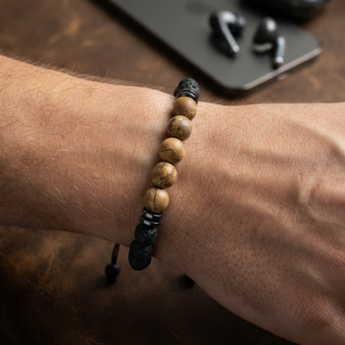 Pulsera para Hombre GeoAventura, Piedras Naturales