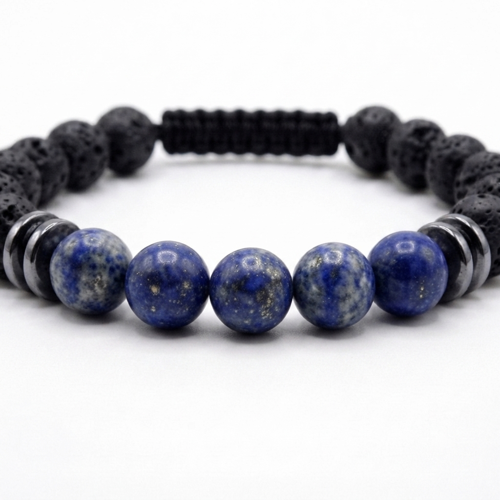 Pulsera para Hombre, Escudo Astral, Piedras Naturales