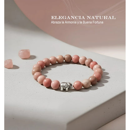 Pulsera para Mujer Elefante y Cuarzo Rodonita