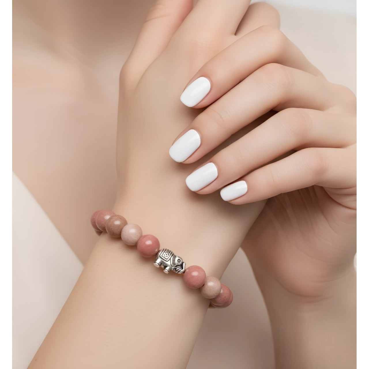 Pulsera para Mujer Elefante y Cuarzo Rodonita