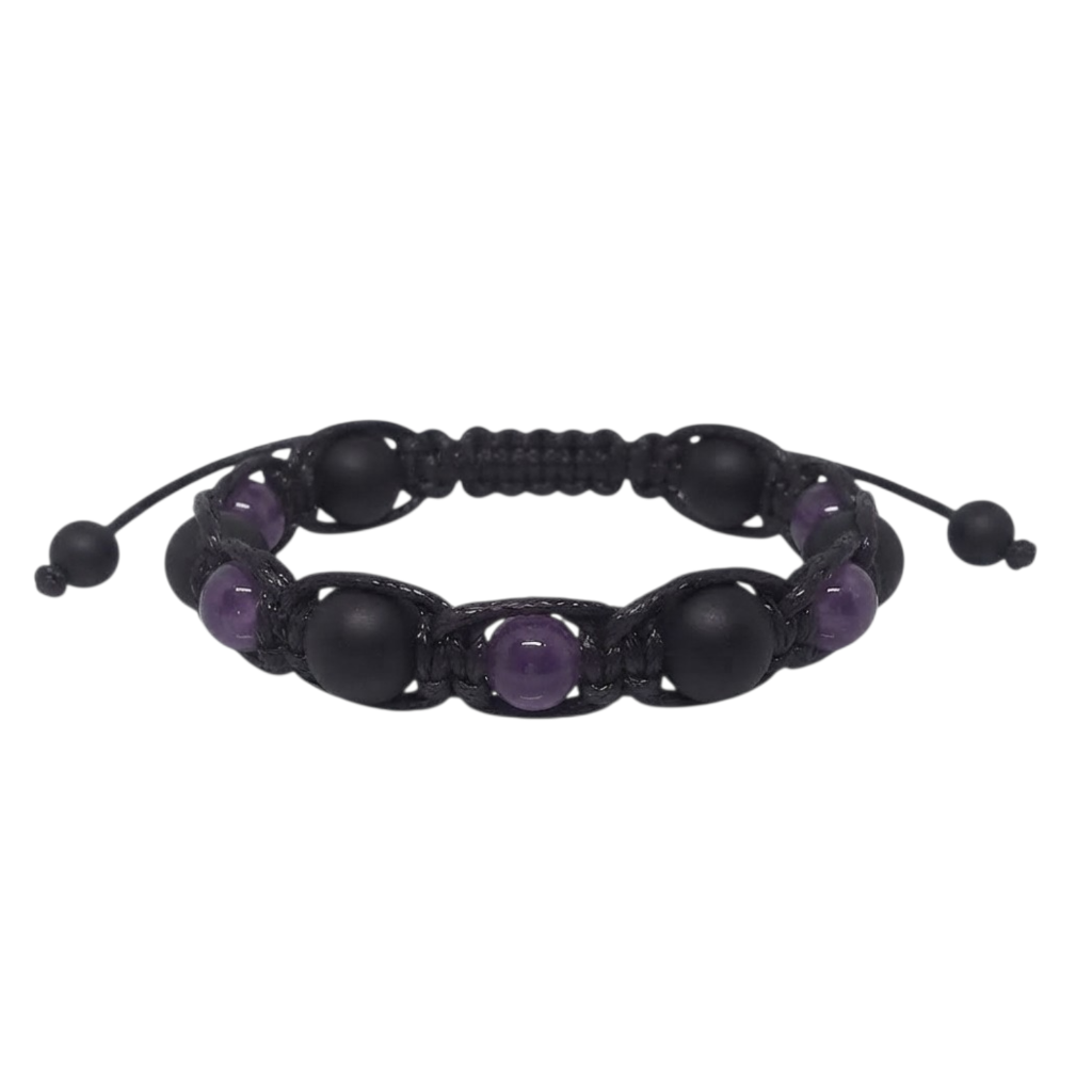 Pulsera Mujer Duo Místico Cuarzo Ónix y Amatista
