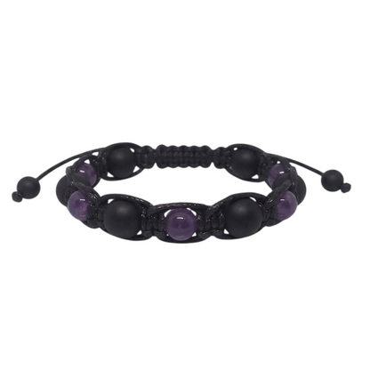 Pulsera Mujer Duo Místico Cuarzo Ónix y Amatista