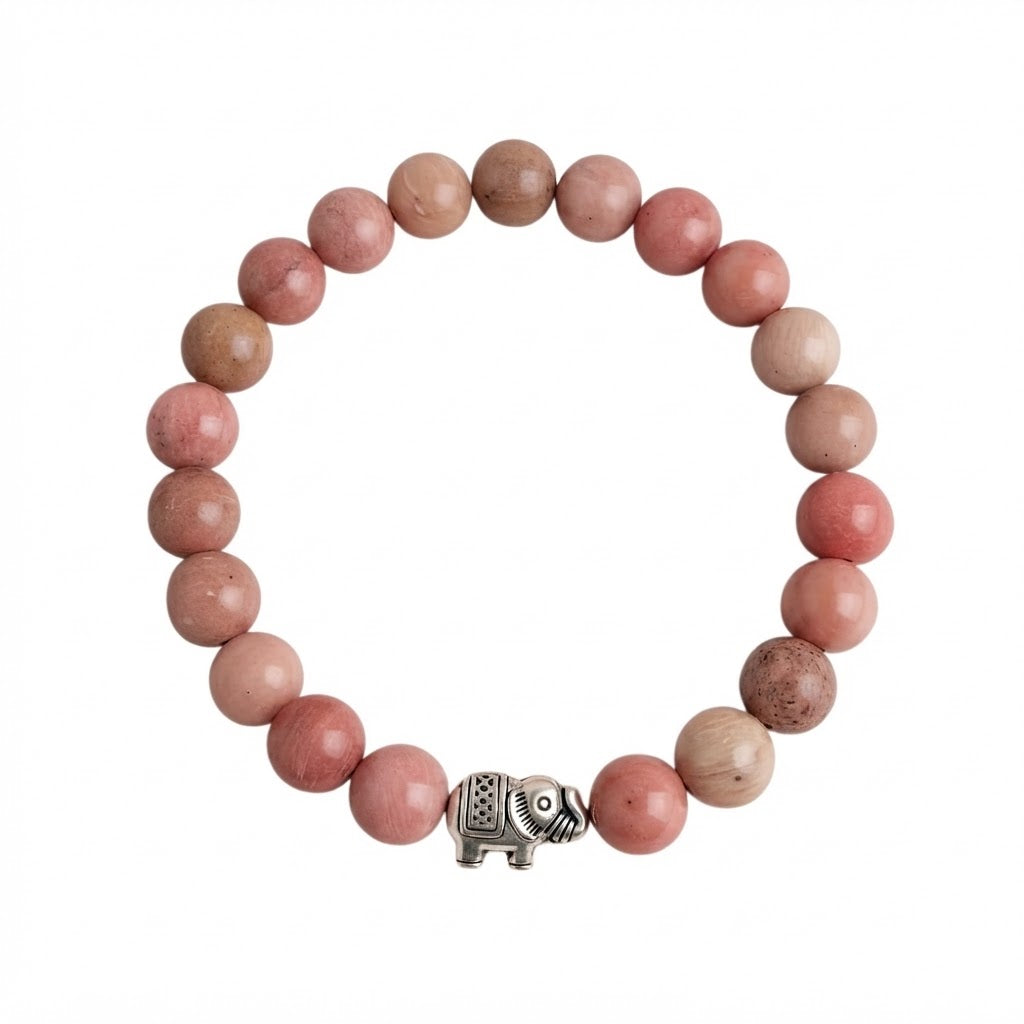Pulsera para Mujer Elefante y Cuarzo Rodonita