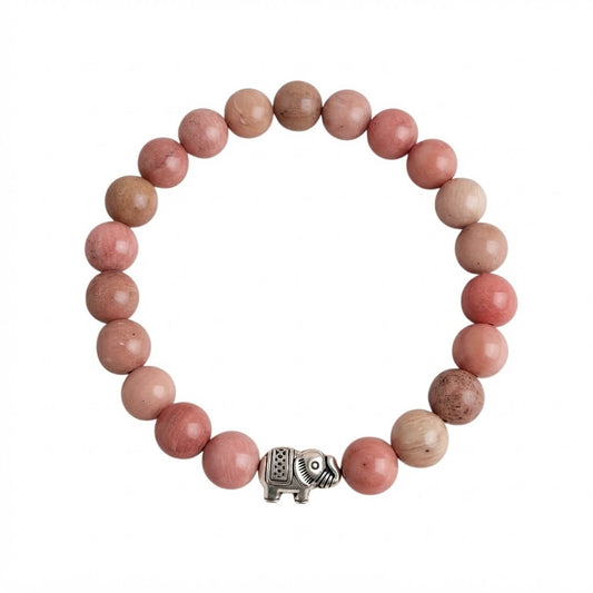 Pulsera para Mujer Elefante y Cuarzo Rodonita