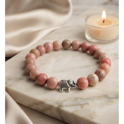 Pulsera para Mujer Elefante y Cuarzo Rodonita