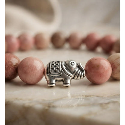 Pulsera para Mujer Elefante y Cuarzo Rodonita