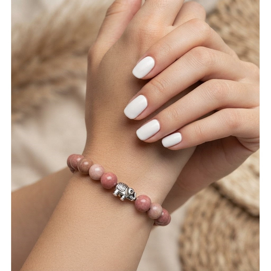 Pulsera para Mujer Elefante y Cuarzo Rodonita
