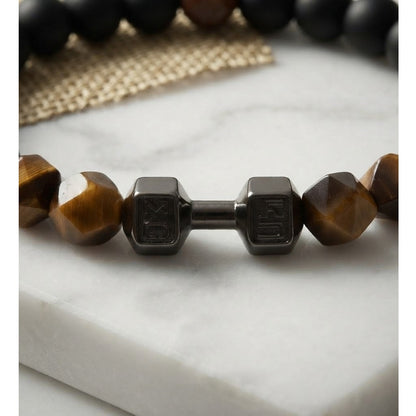 Pulsera para Hombre Mancuerna de Onix Ojo Tigre marrón