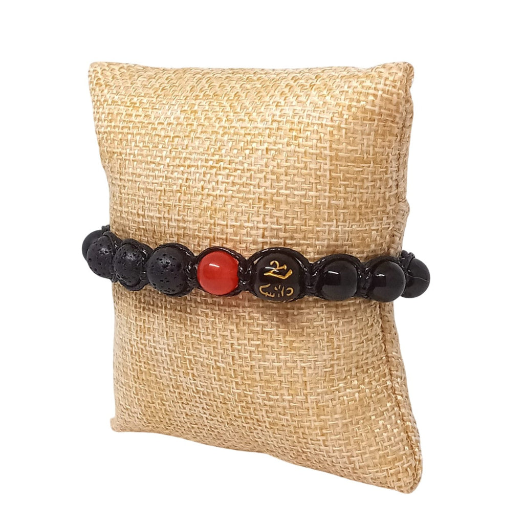 Pulsera de la Suerte Hombre Om Mani Padme Hum y Piedras Naturales