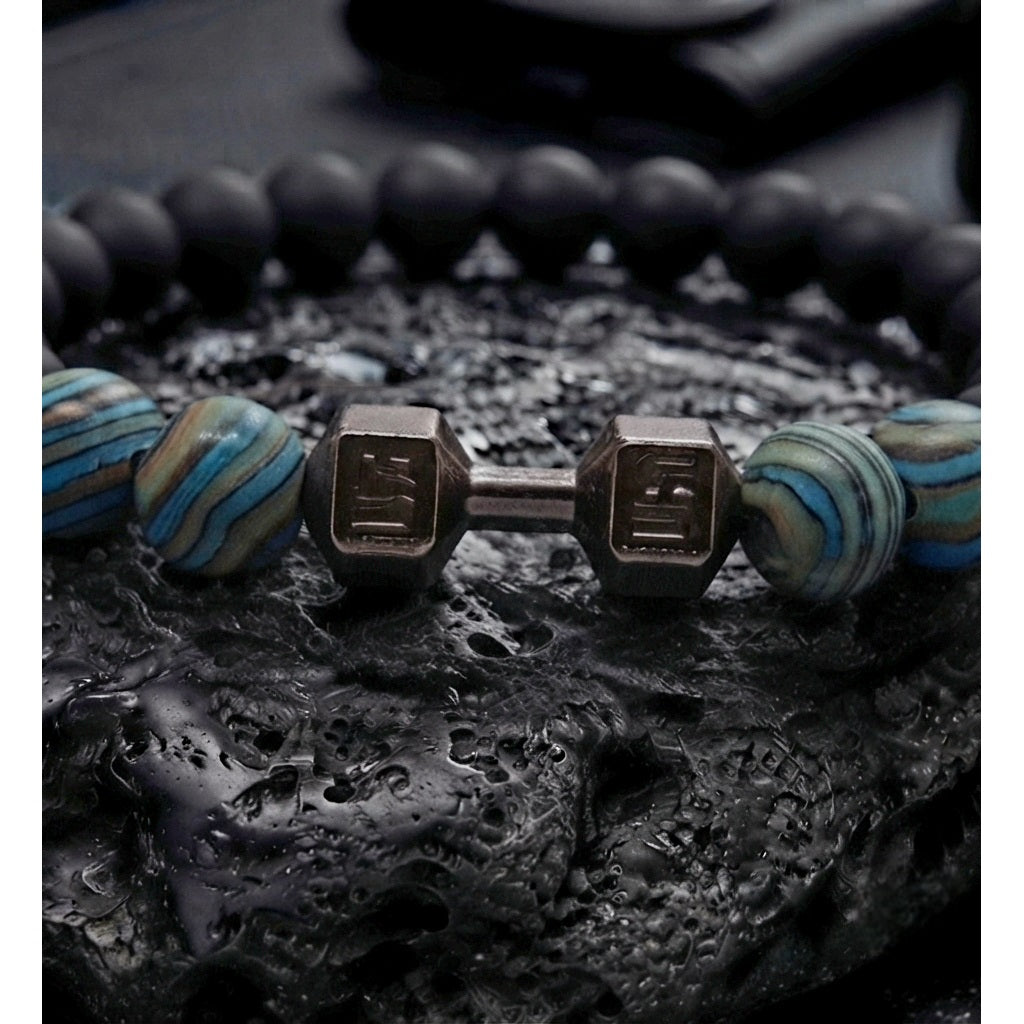 Pulsera Hombre Mancuerna con Piedras Naturales