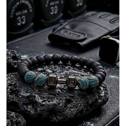 Pulsera Hombre Mancuerna con Piedras Naturales