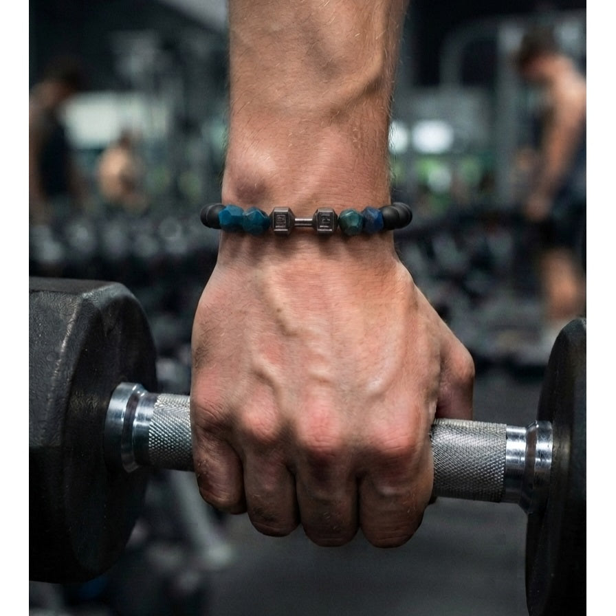 Pulsera para Hombre Mancuerna de Onix Ojo Tigre azul