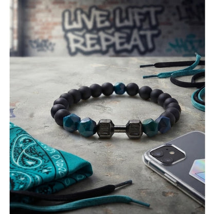 Pulsera para Hombre Mancuerna de Onix Ojo Tigre azul