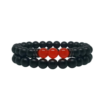 Set Pulseras Energética Hombre Piedras Naturales Cuarzo Rojo